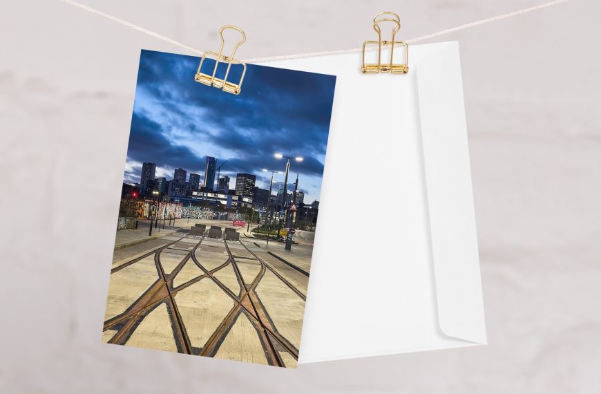 Tracks of the city Greeting card