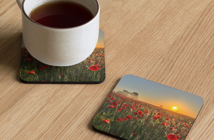 Poppies in the Light – Cork-back coaster