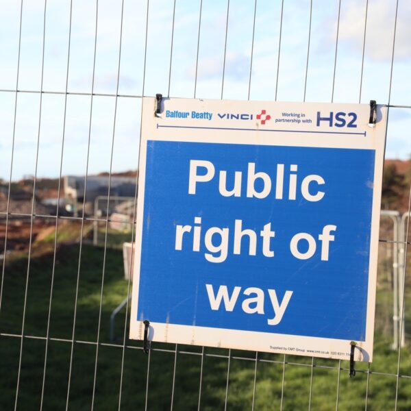 Signs on the HS2 path, 16 Acre Wood, Berkswell, November 2025.