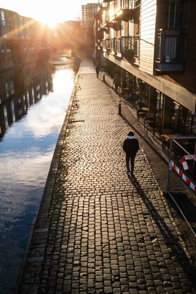 Birmingham photowalk capturing winter street photography and long shadows.