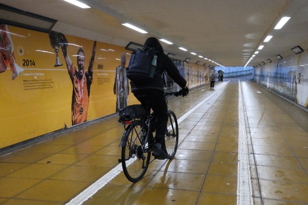 Photographing Wolverhampton, The Pedestrian underpass leading to Molineux football stadium.