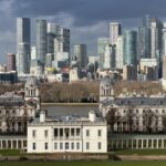 View from Royal Observatory Greenwich overlooking London skyline