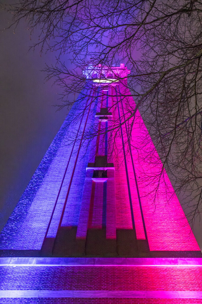 Reflections in the dark. the University at night