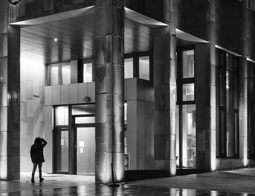 Reflections in the dark, the University at night