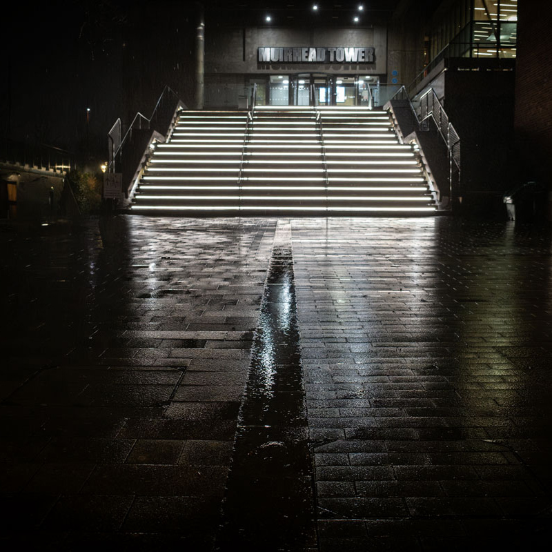 Reflections in the Dark. University at night