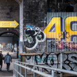 Photographing Digbeth: the bridge over the River Rea. Art work includes Gent48.
