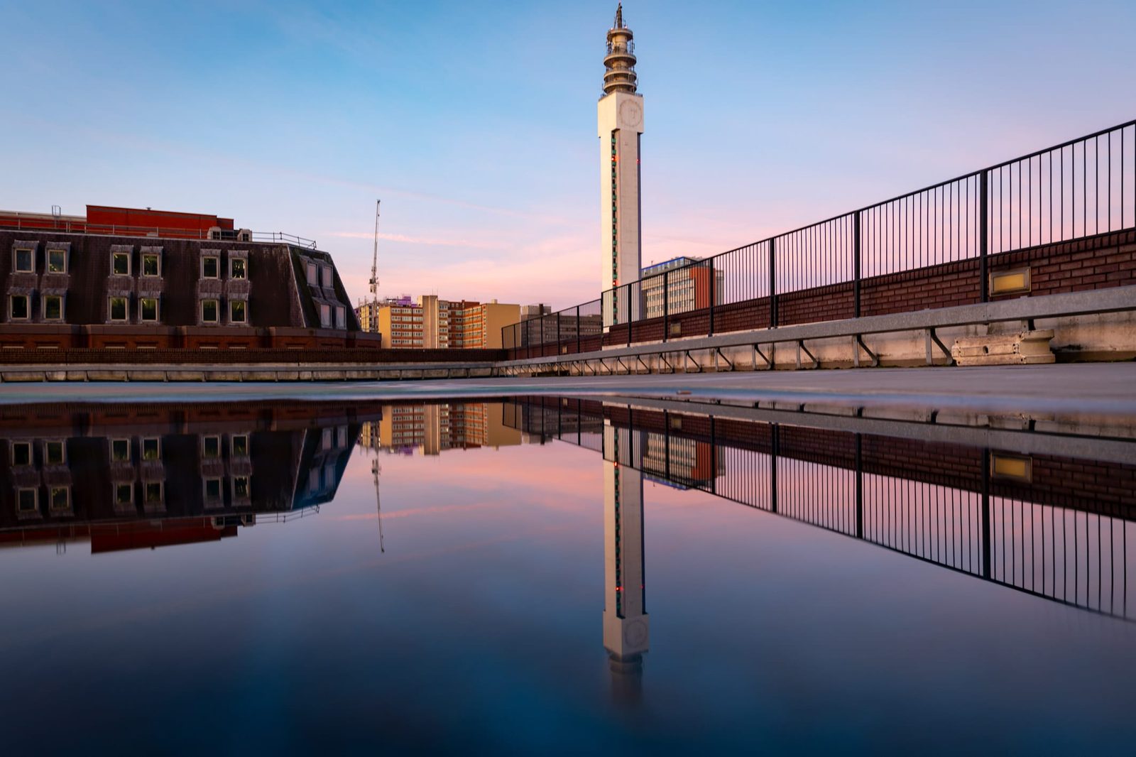 Reflections in a puddle of the BT tower