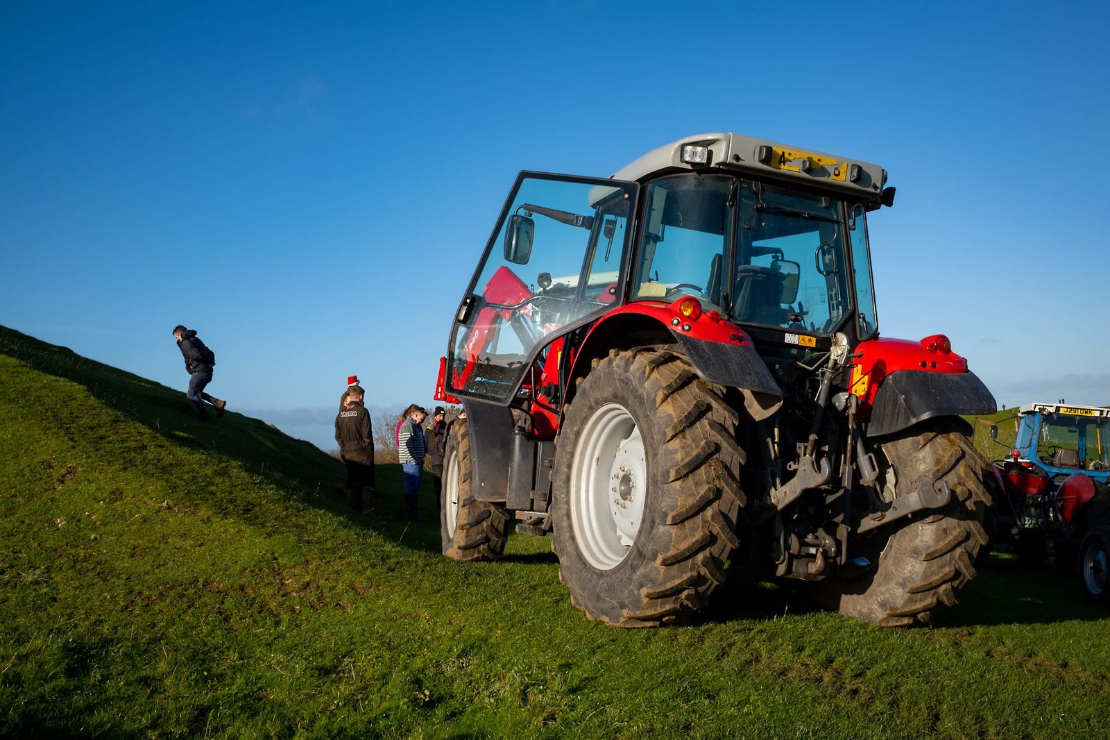 Tractor with door open