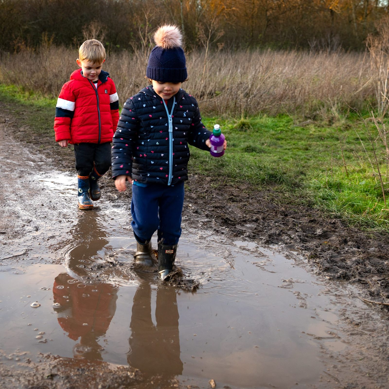 Puddles to splash in
