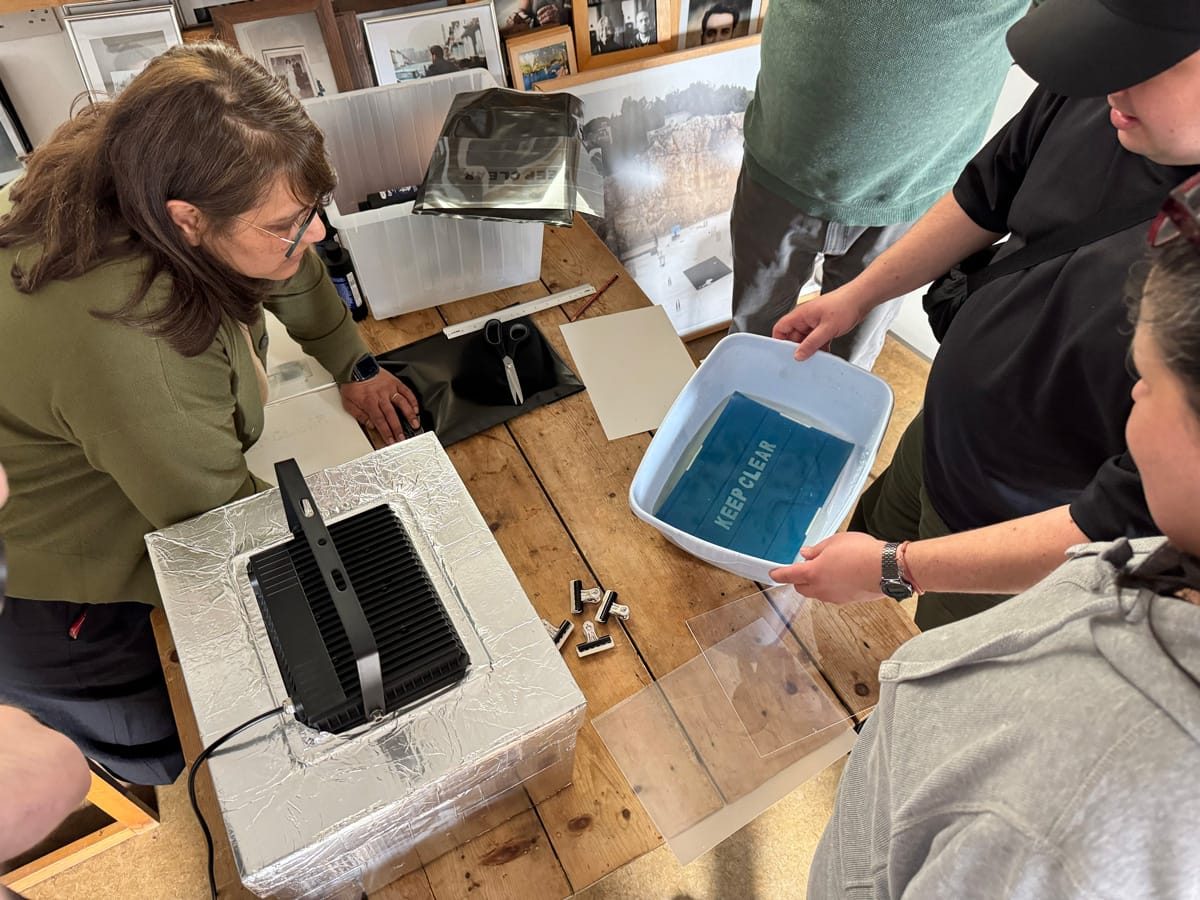 Cyanotype printing, The Old Printworks, Balsall Heath, April 2025
