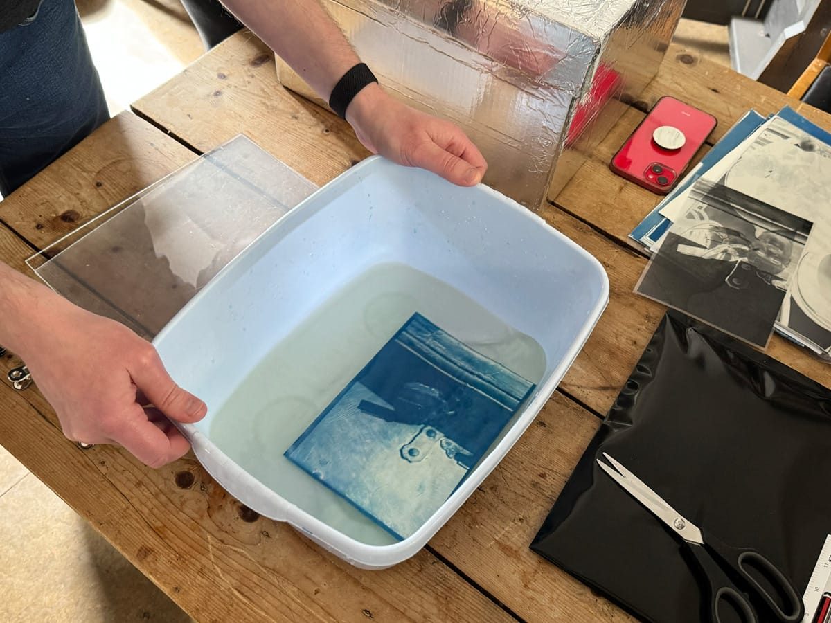 Cyanotype printing, The Old Printworks, Balsall Heath, April 2025