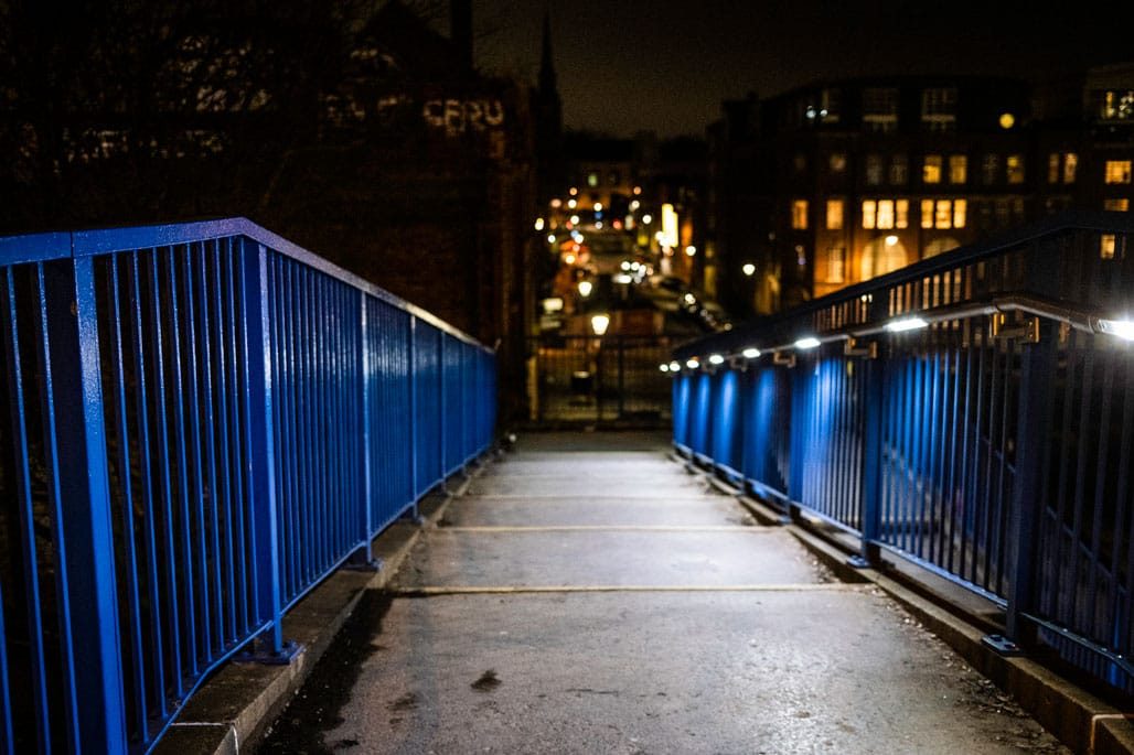 Pedestrian Footbridge, Great Charles Street Queensway, Birmingham, March 2023.