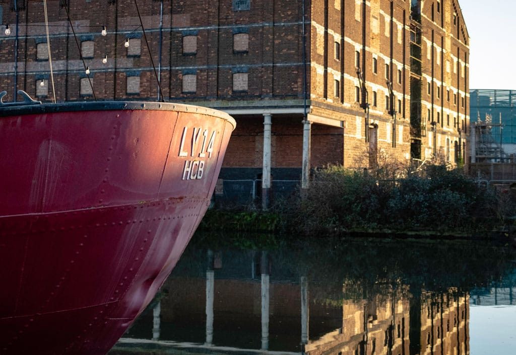 The Sula lightship, Gloucester Docks, Gloucester, January 2025.