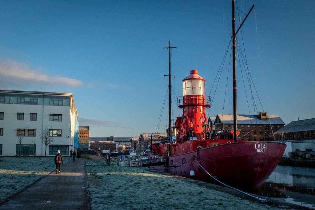 The Sula lightship, Gloucester Docks, Gloucester, January 2025.