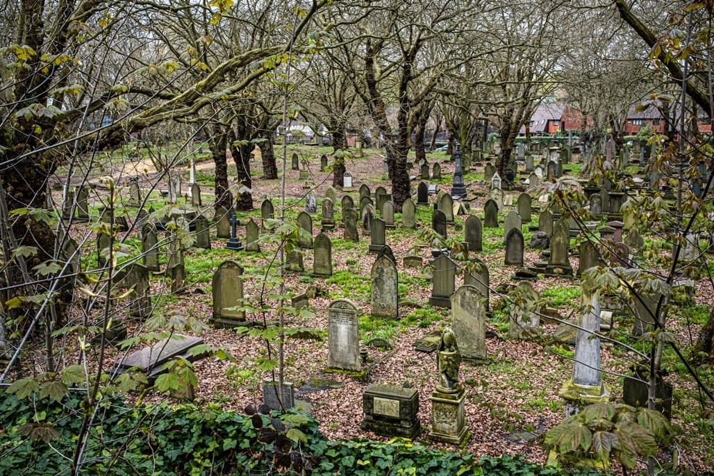 Key Hill Cemetery, Jewellery Quarter, April 2023