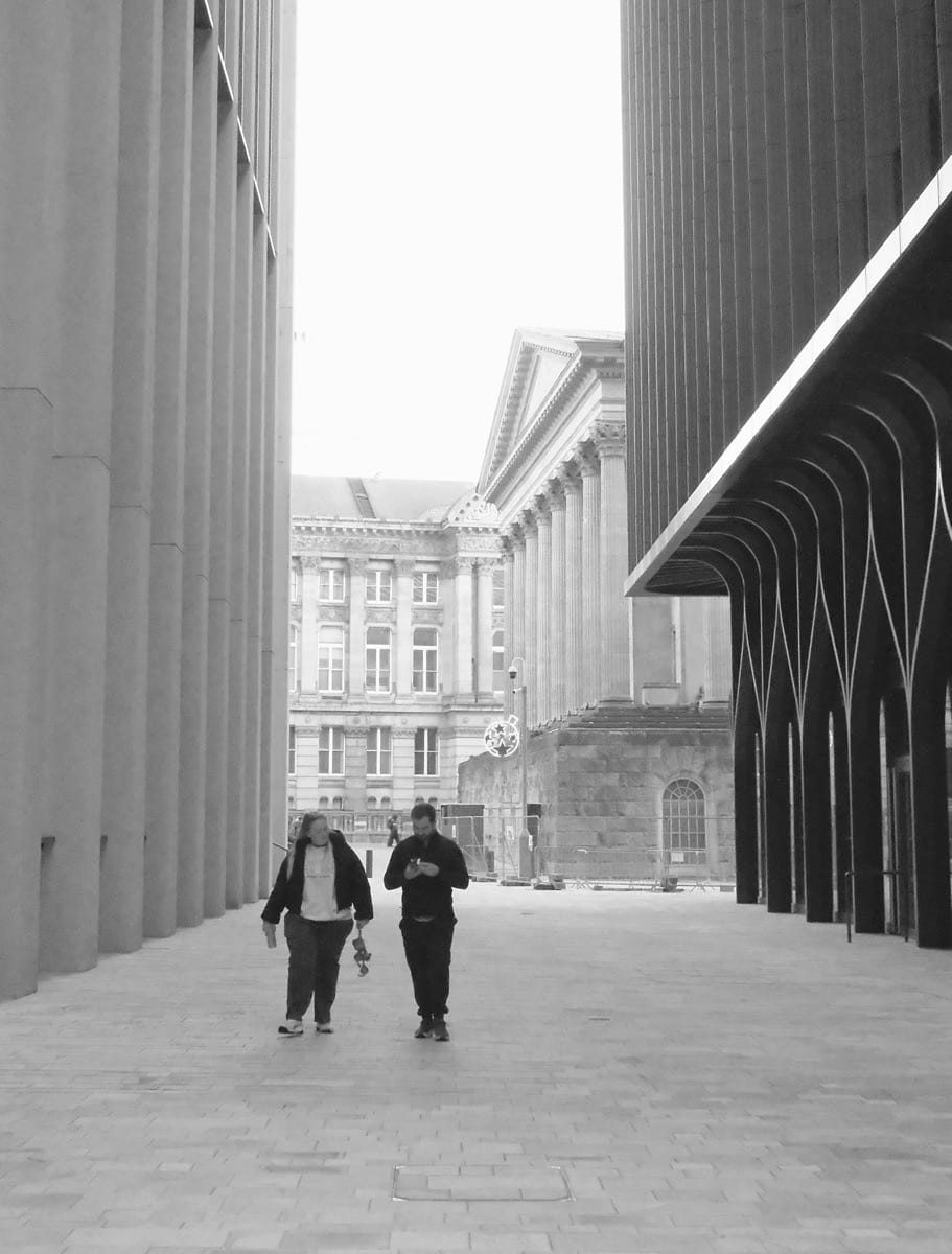 Birmingham photowalk capturing winter street photography and long shadows.