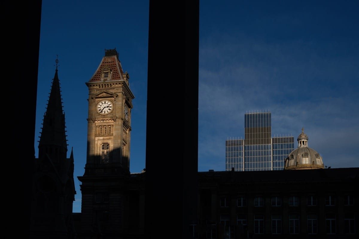 Birmingham photowalk capturing winter street photography and long shadows.