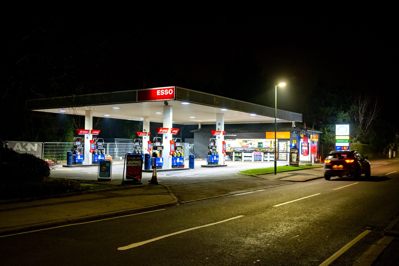 Esso Petrol station at night