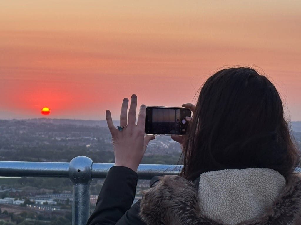 Sunset and sunrise, the Octagon, Birmingham City Centre, September, 2024.