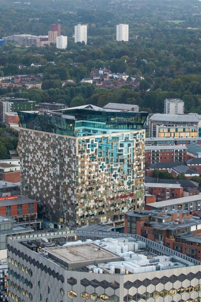 Sunset and sunrise, the Octagon, Birmingham City Centre, September, 2024.