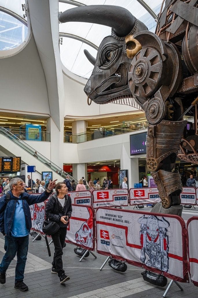 Ozzy the Bull, New Street Station, August, 2023