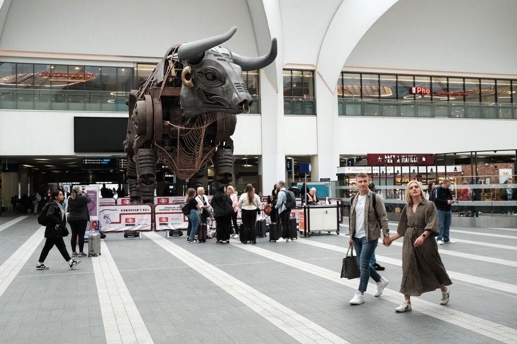 Ozzy the Bull, New Street Station, August, 2023
