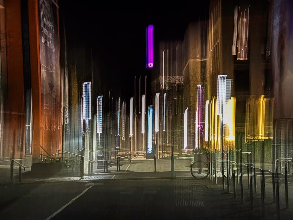 University of Birmingham at Night, Edgbaston, March 2024