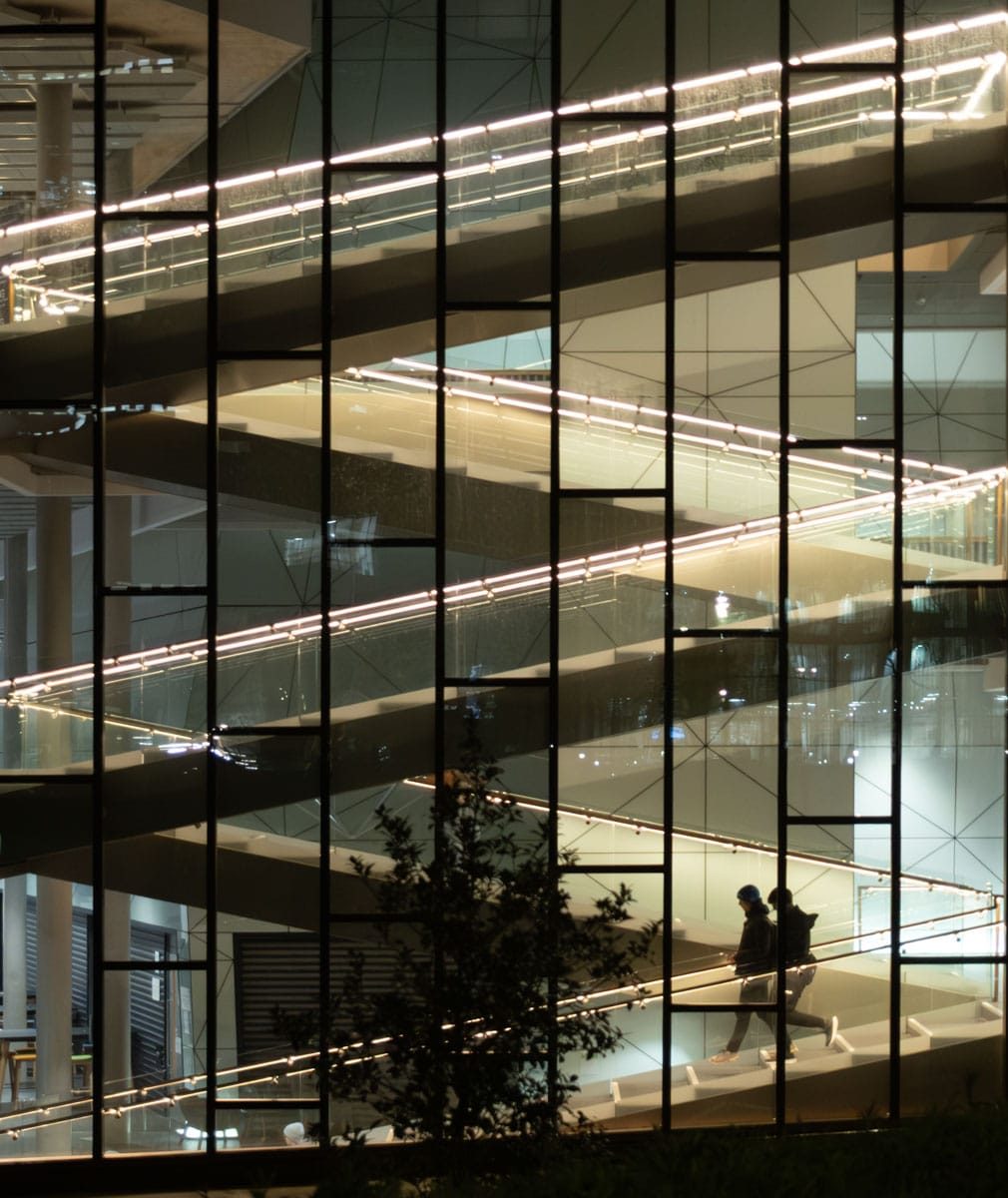 Reflections in the Dark.  University at night