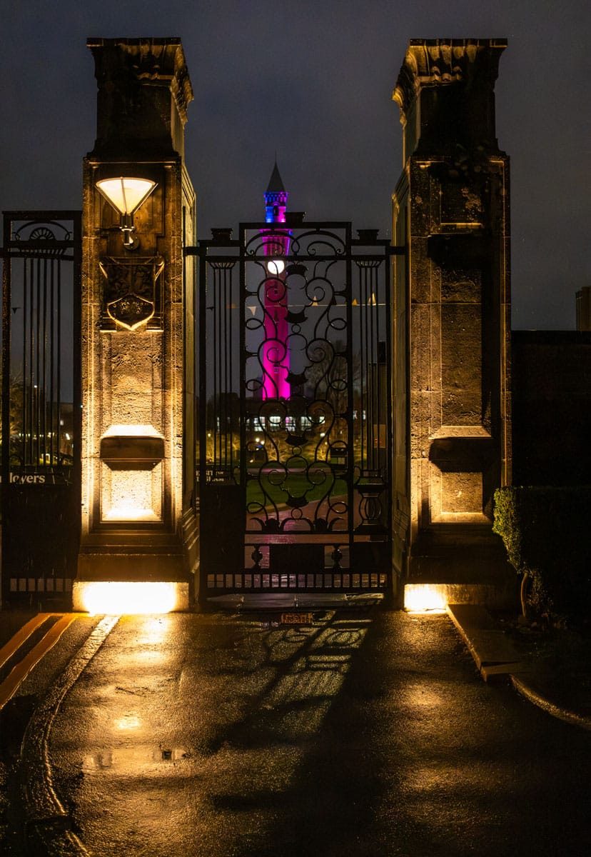 Reflections in the dark. University at night