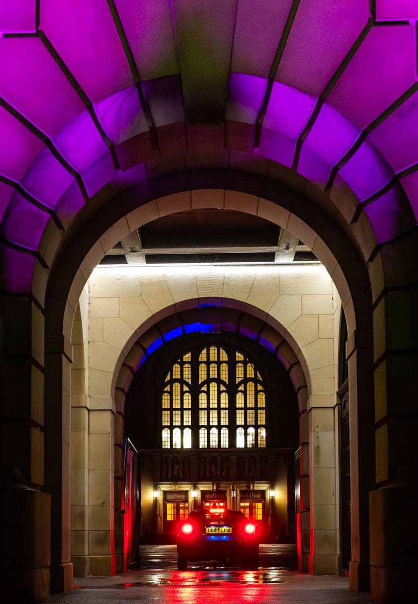 Reflections in the dark. University at night
