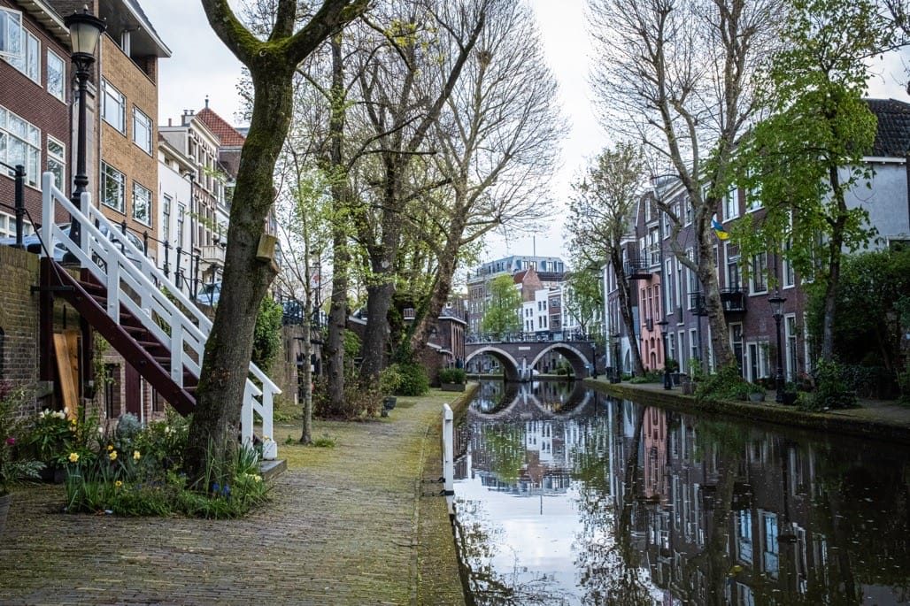 Streets of Canals of Utrecht, The Netherlands, April 2023.