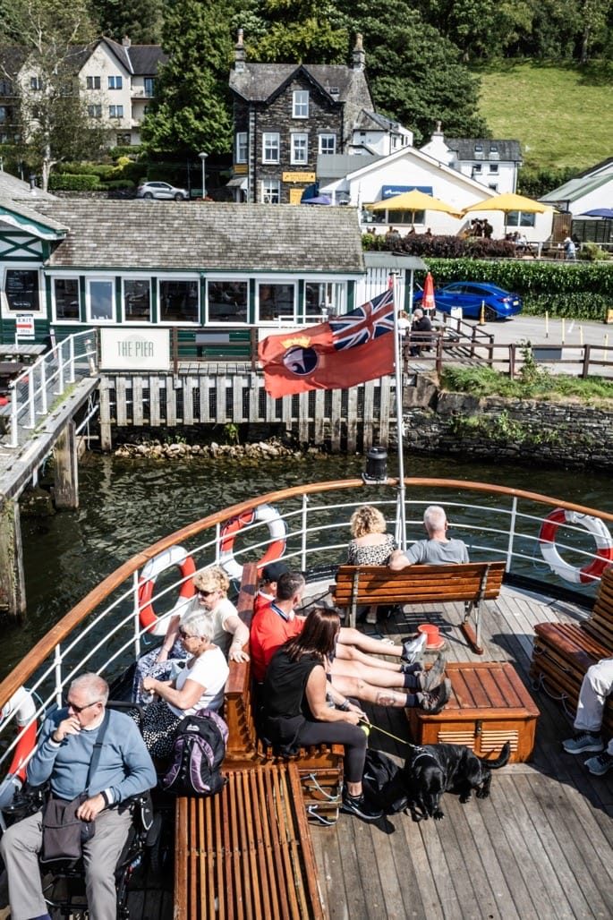 Boat tip on Lake Windermere. Ambleside to Bowness, The Lake District, August, 2023.